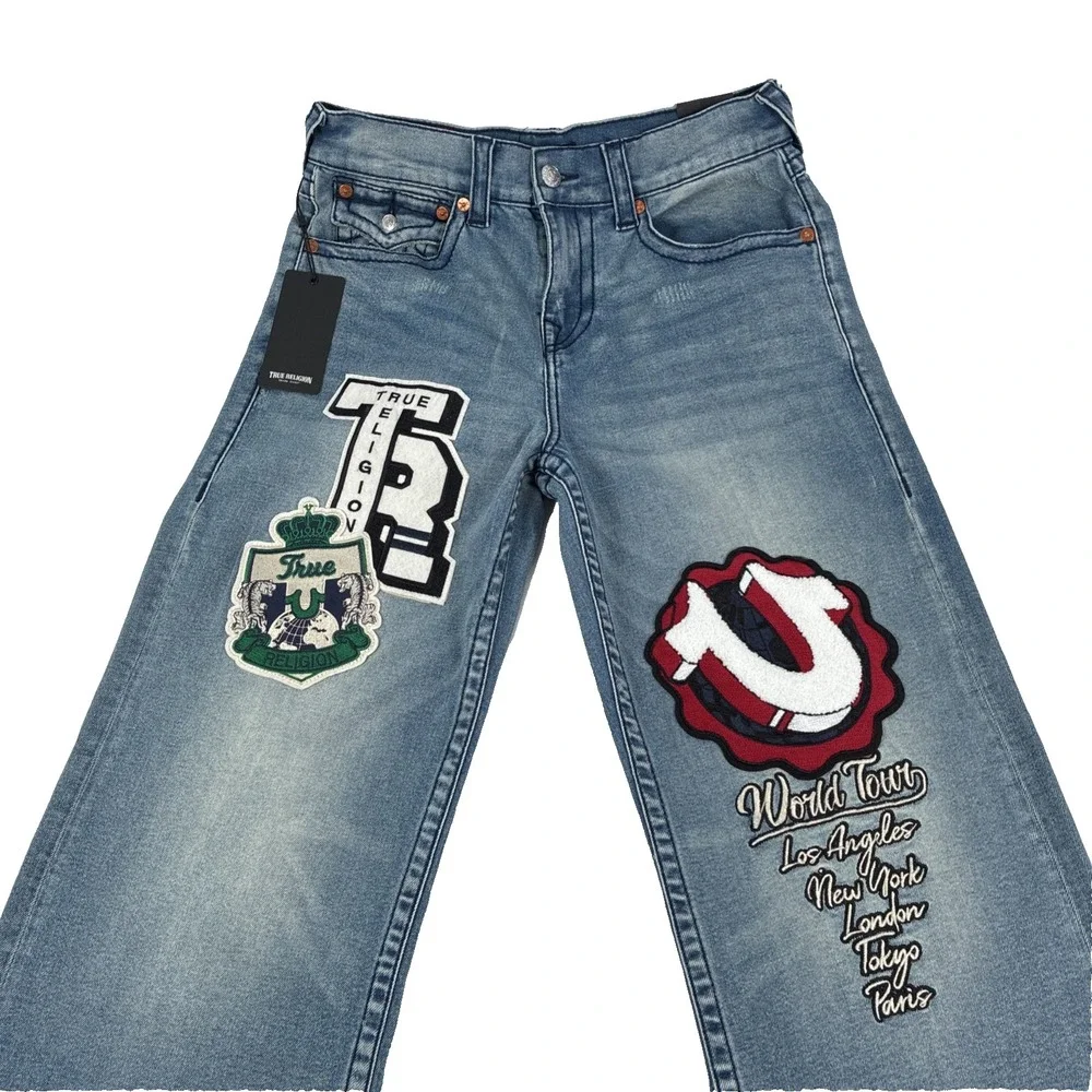 New True Religion Jeans Patch Vinny Big T Flap Men's 30x34 Ultra Baggy Varsity